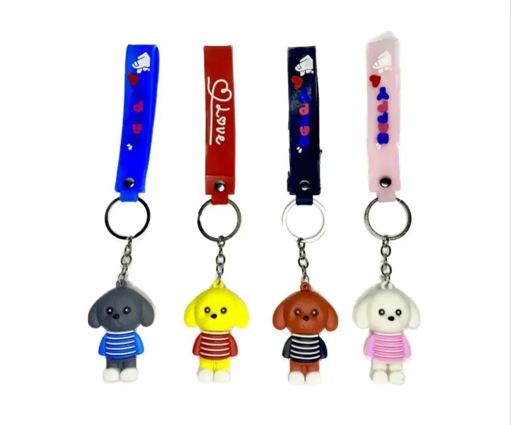 Set de 4 llaveros de perrito 