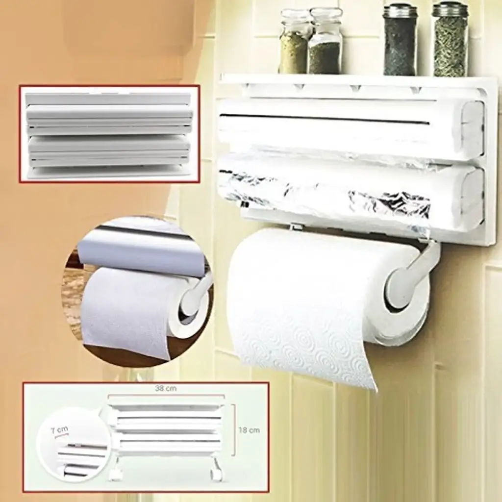 Dispensador para aluminio y papel toalla 5 en 1