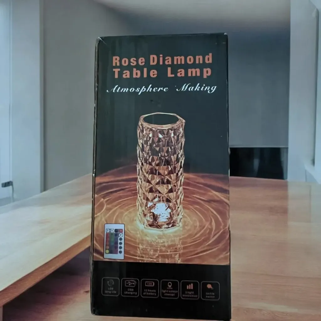 Lampara de Cristal Rosa Diamante