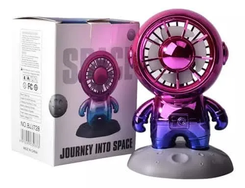 Mini Ventilador Portátil con Diseño de Astronauta, Metálico