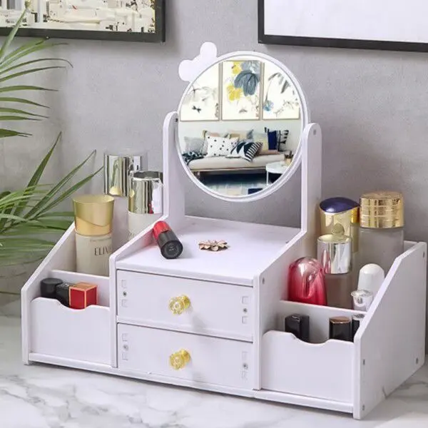 Organizador 2 gavetas con espejo de moñito