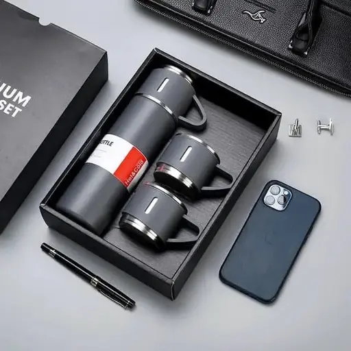 Set de botella termica acero inoxidable, 3 tazas